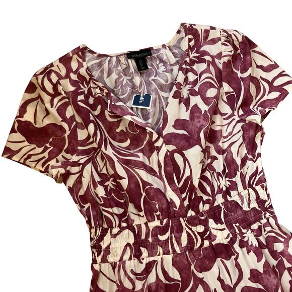 Cynthia Rowley Floral Tiered Maxi Dress Size Large Purple Cream - Picture 2 of 7